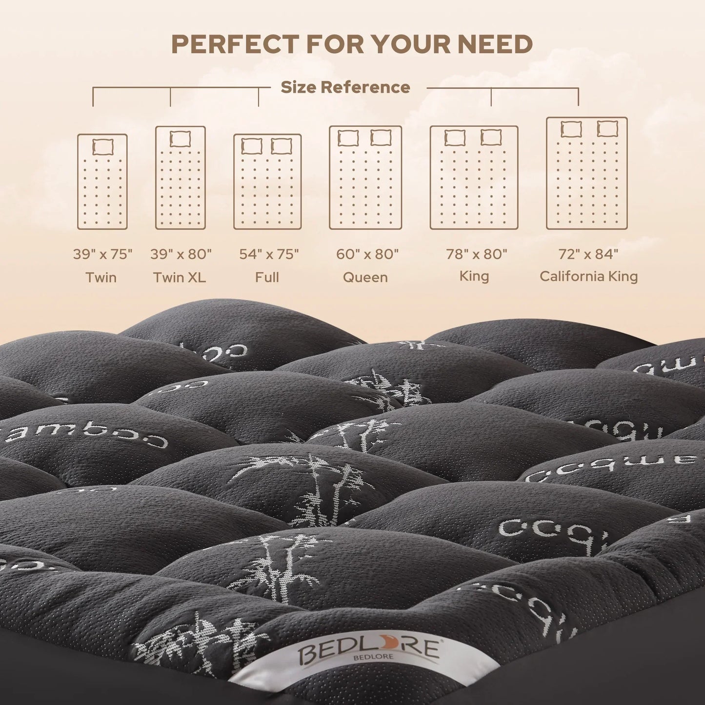 ☁️Cooling Mattress Topper for Back Pain - Extra Thick Fitted Sheet