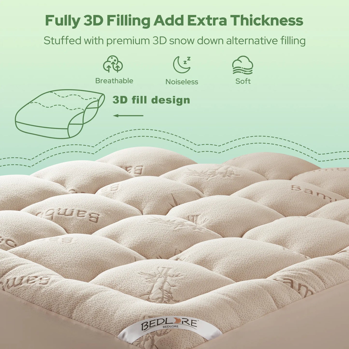 ☁️Cooling Mattress Topper for Back Pain - Extra Thick Fitted Sheet