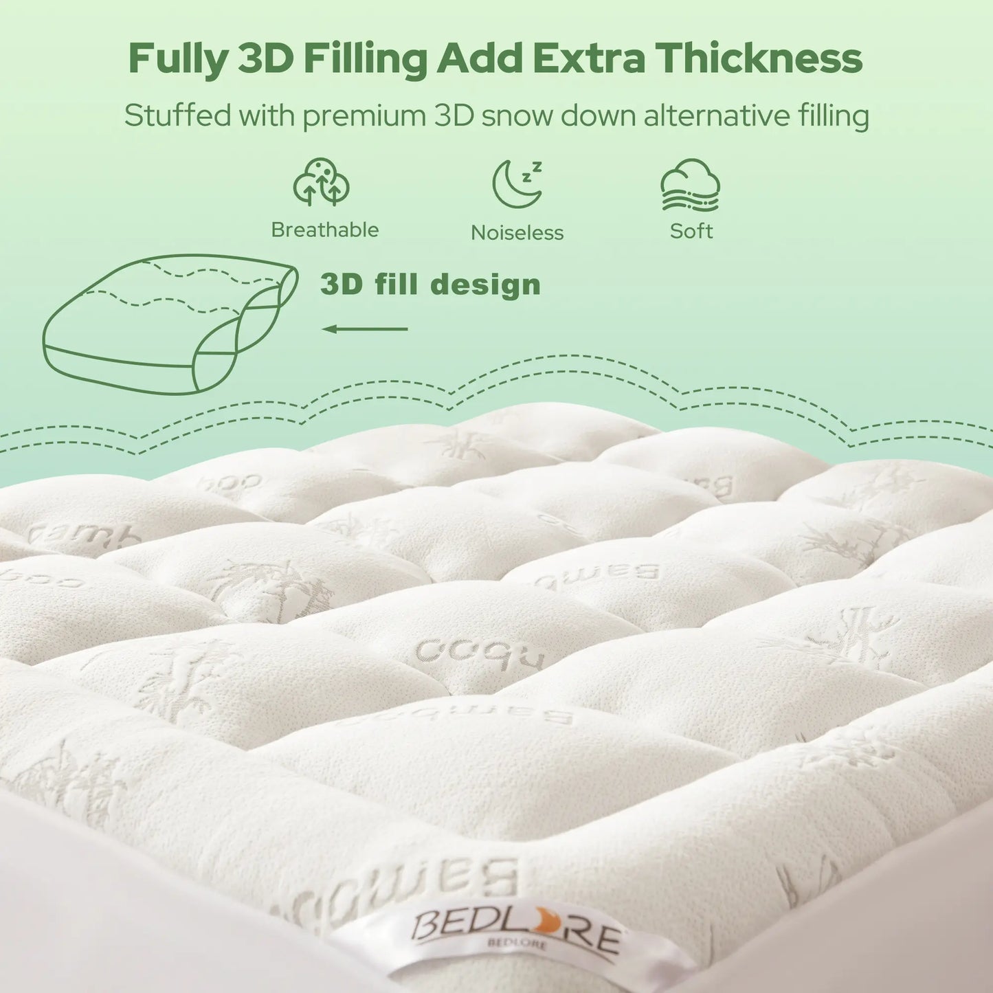 ☁️Cooling Mattress Topper for Back Pain - Extra Thick Fitted Sheet
