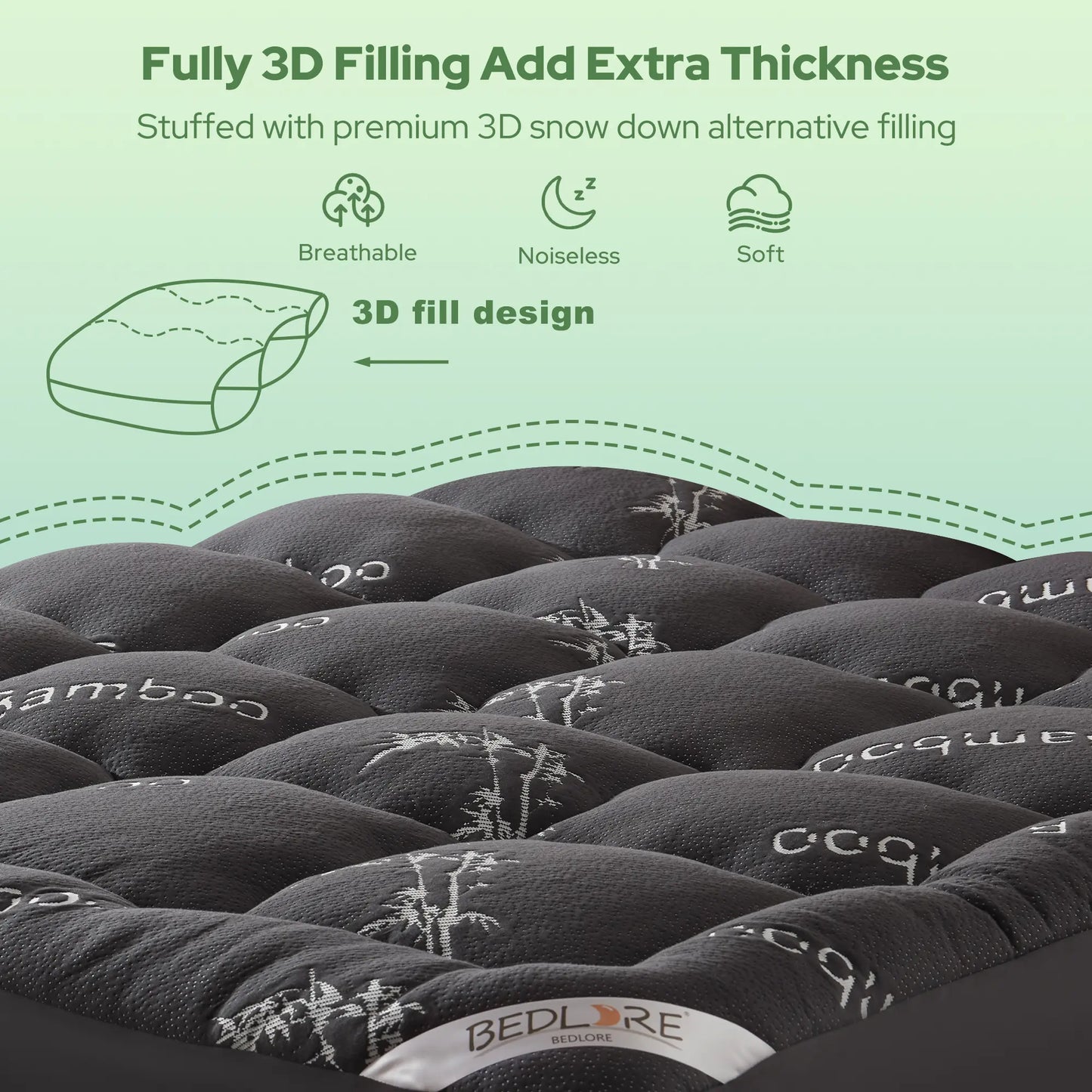 ☁️Cooling Mattress Topper for Back Pain - Extra Thick Fitted Sheet
